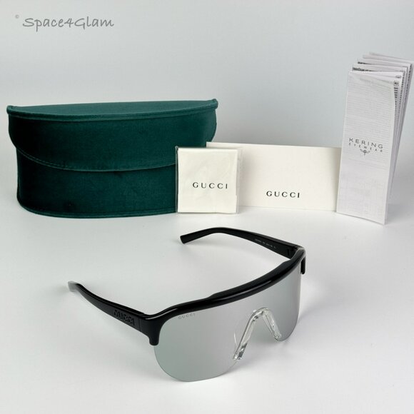 BRAND NEW Gucci GG1645S  003 Black Grey Silver Mirrored Unisex Mask Sunglasses - Picture 4 of 10